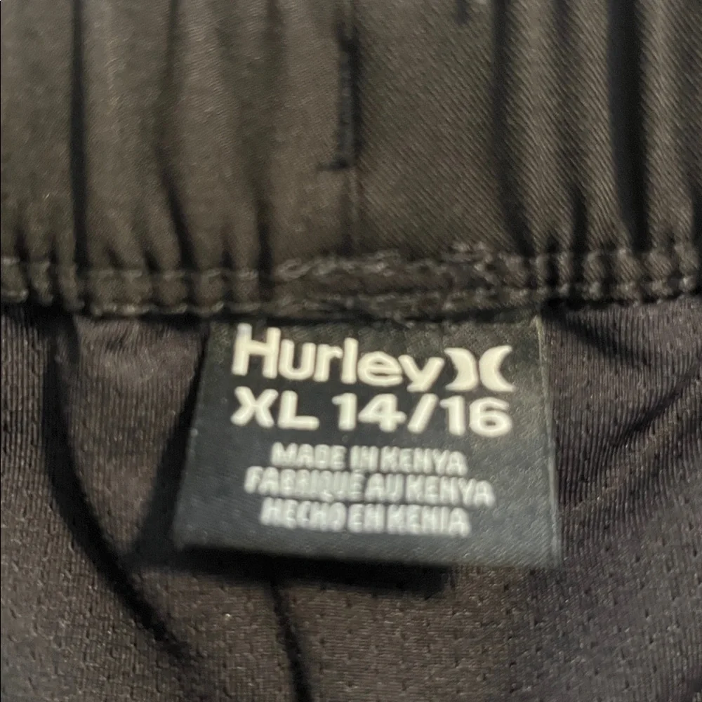 Hurley Boy’s Black Cargo Swim Shorts with Drawstring Waist